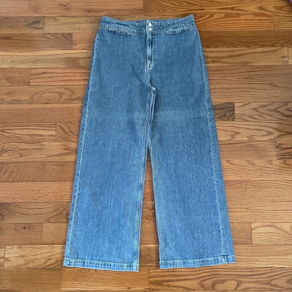 J. Crew Point Sur High Rise Wide Leg Camp Pocket Jeans 31 Tall AB428